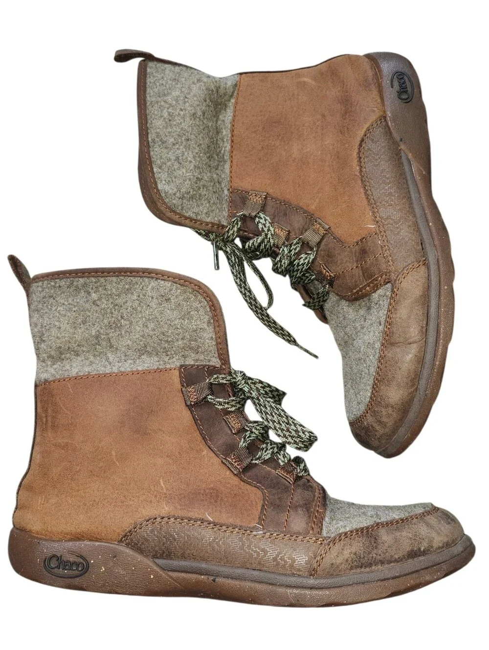 Chaco Barbary Waterproof Leather Wool Ankle Boots Pinecone Brown Women's Size 9